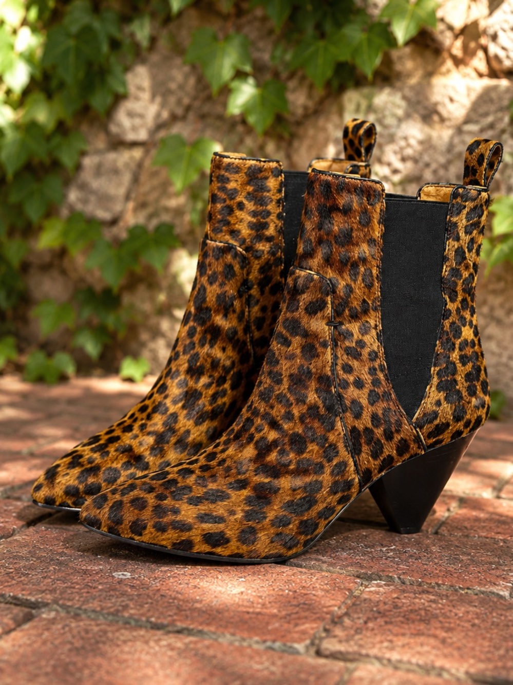 VERONICA BEARD Coastal Cowgirl Landon Leopard Print Calf-Hair Ankle Boots, 37.5